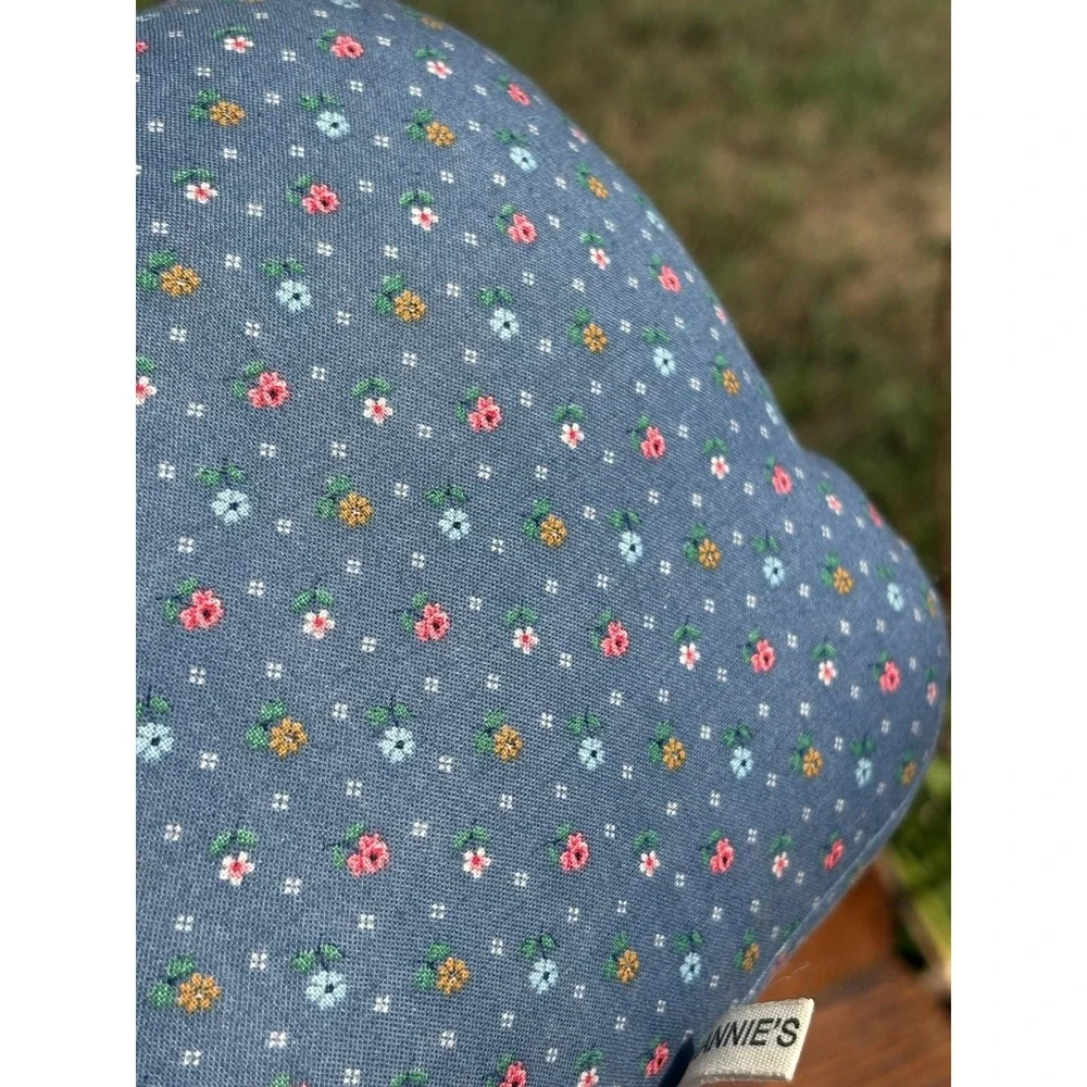 Vintage Handmade Blue Floral Fabric Cat Figure Pillow Cushion 8
